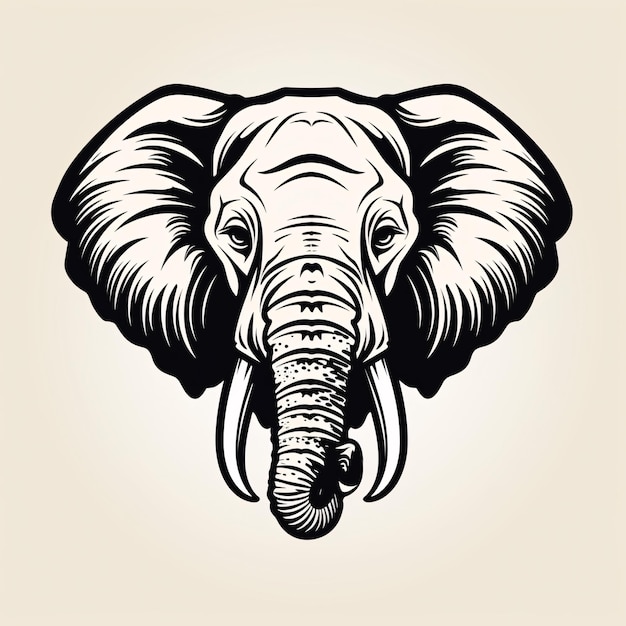 a black and white drawing of an elephant