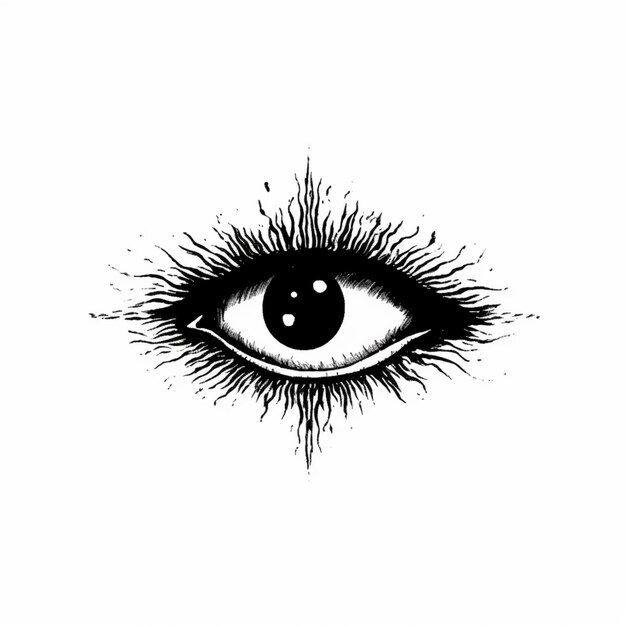 a black and white drawing of an eye with a yin symbol generative ai