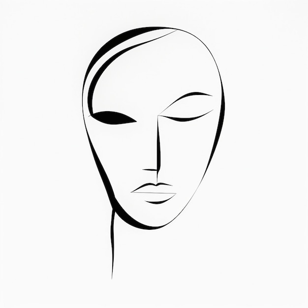 Photo a black and white drawing of a face with the word 