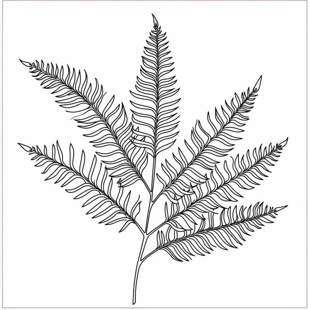 Photo a black and white drawing of a fern leaf generative ai