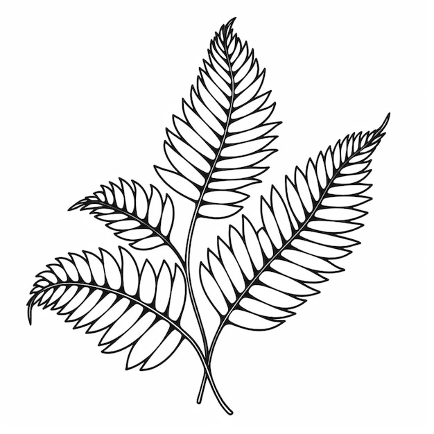 A black and white drawing of a fern leaf generative ai
