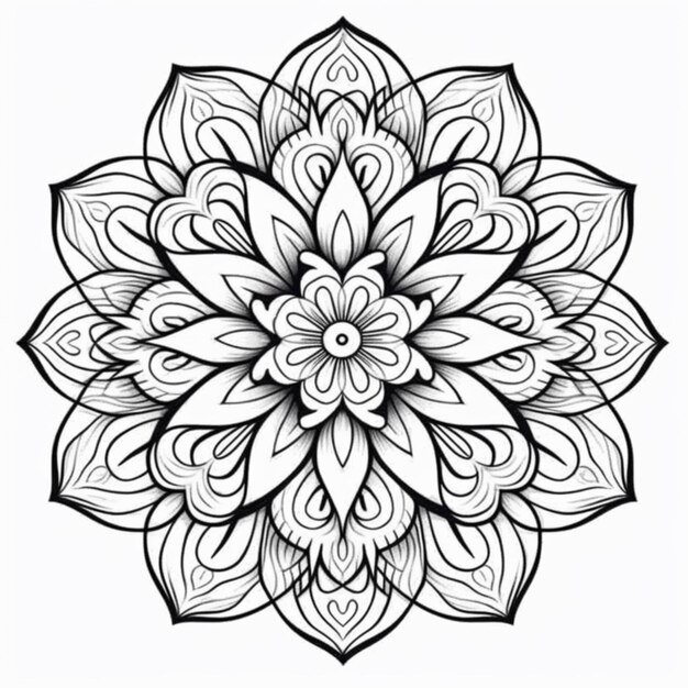 a black and white drawing of a flower generative ai