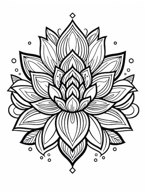 a black and white drawing of a flower generative ai