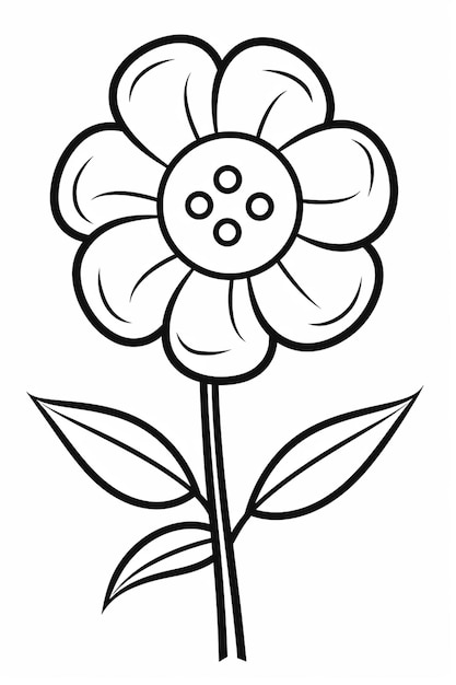 a black and white drawing of a flower with a button on it generative ai