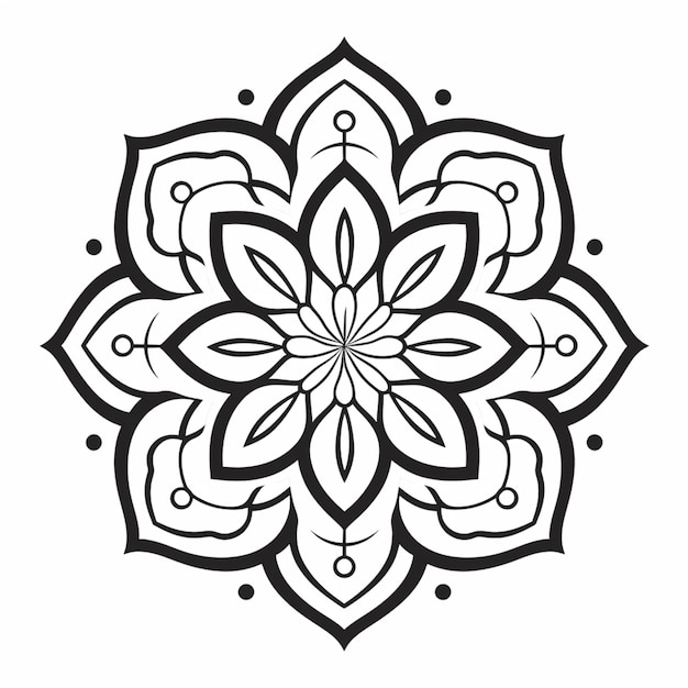 Foto un disegno in bianco e nero di un fiore con punti generativi ai