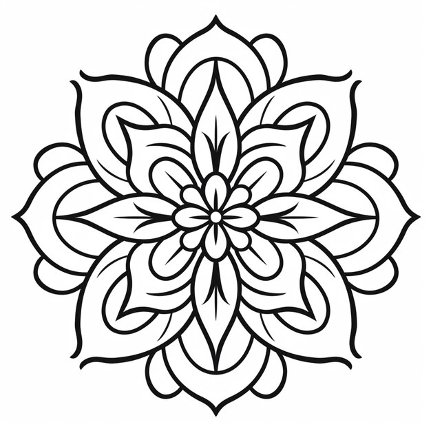 Foto un disegno in bianco e nero di un fiore con un grande centro generativo ai