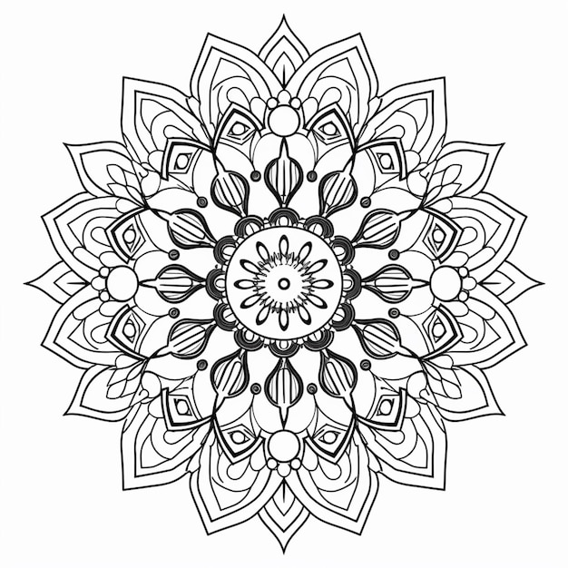 a black and white drawing of a flower with leaves generative ai