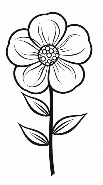 a black and white drawing of a flower with leaves generative ai