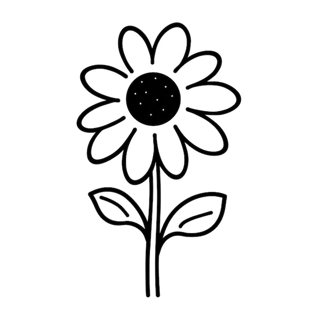 a black and white drawing of a flower with a stem generative ai