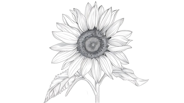 白い背景の花の黒と白の絵