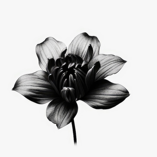 「 b 」という言葉が描かれた花の白黒の絵。