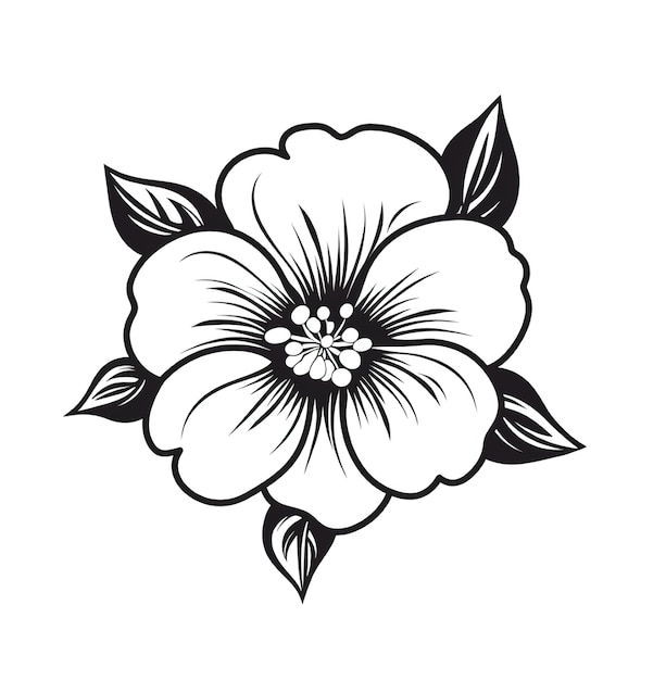 a black and white drawing of a flower with the word " hibiscus " on it.