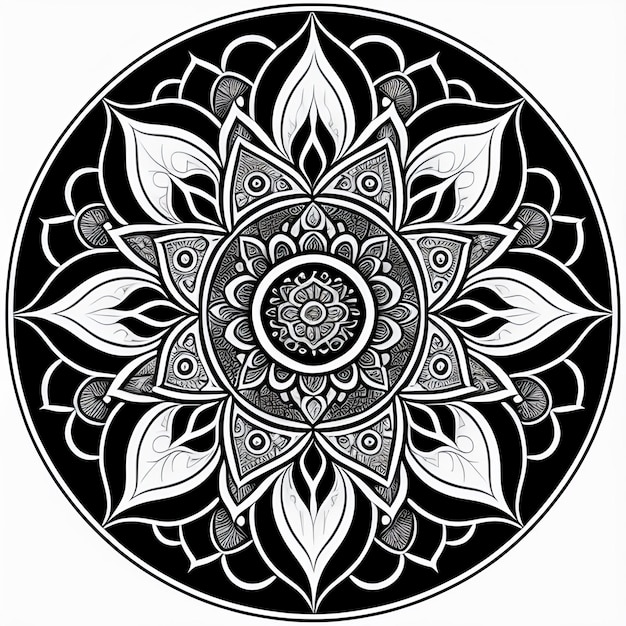 Черно-белый рисунок цветка со словом лотос на нем.