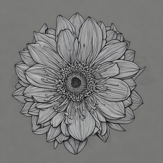 black and white drawing of a flower