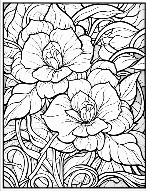 черно-белый рисунок цветов с вихрями