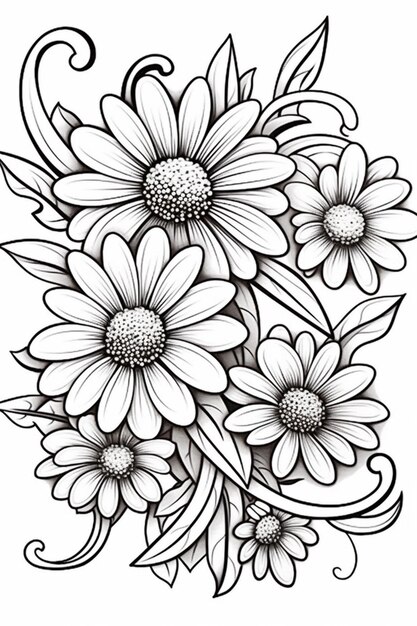 Floral Coloring Page Book for Adults Graphic by stromgraphix