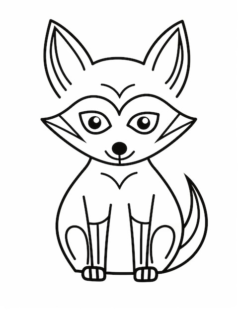 Photo a black and white drawing of a fox sitting down generative ai