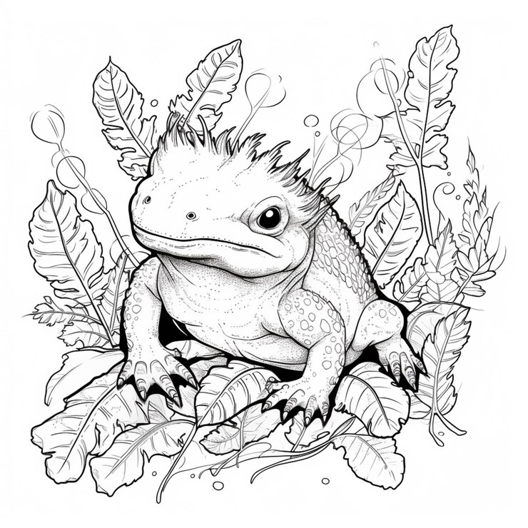 Premium AI Image | a black and white drawing of a frog sitting in the