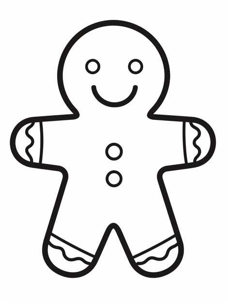 Photo a black and white drawing of a gingerbread man generative ai