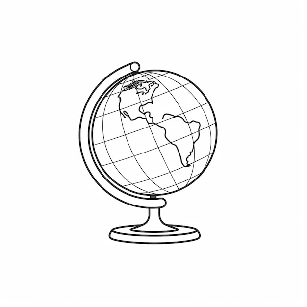 a black and white drawing of a globe on a stand generative ai