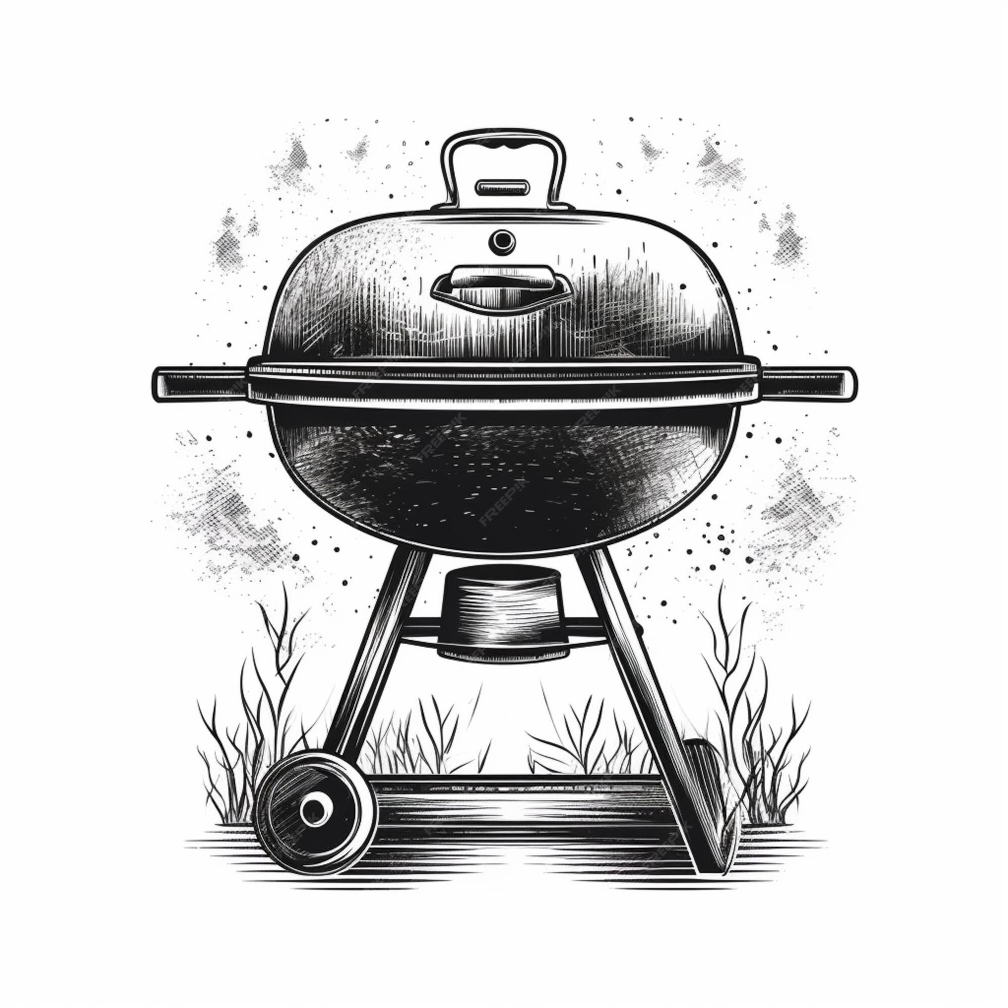 Premium AI Image a black and white drawing of a grill with a handle