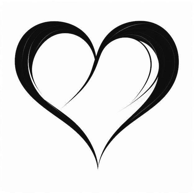 a black and white drawing of a heart with a long tail generative ai