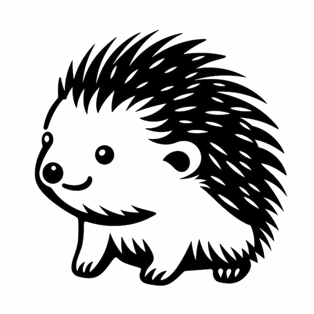 Photo a black and white drawing of a hedgehog generative ai