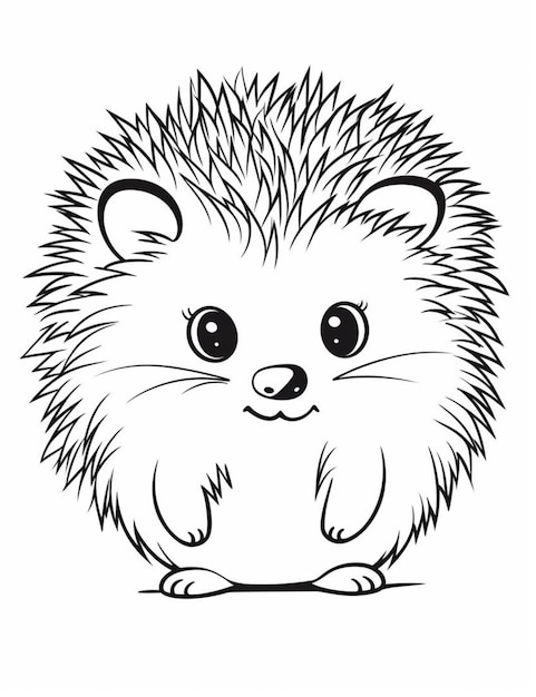 a black and white drawing of a hedgehog generative ai