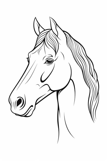 a black and white drawing of a horses head generative ai