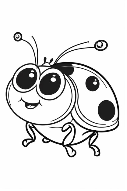 a black and white drawing of a ladybug with big eyes generative ai