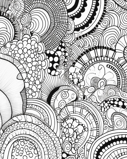 Photo a black and white drawing of a large amount of circles generative ai