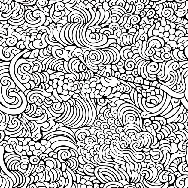 a black and white drawing of a large amount of swirls generative ai