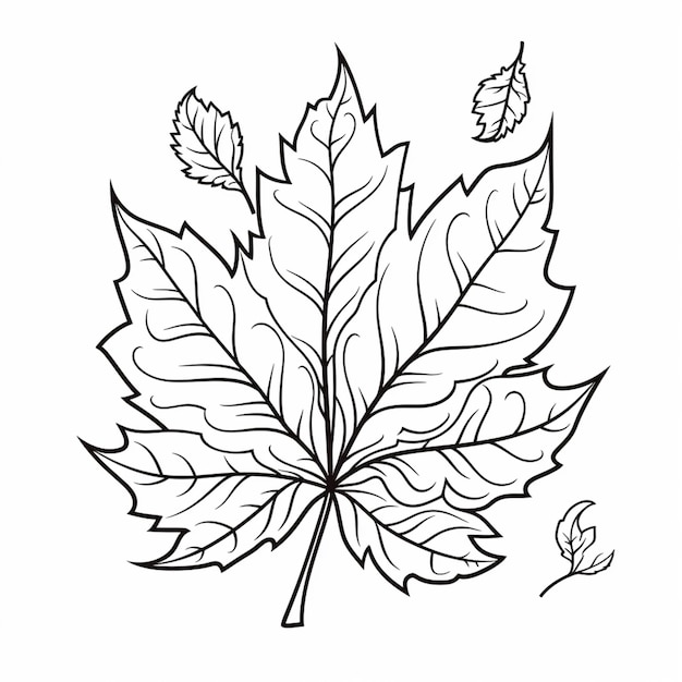 Photo a black and white drawing of a leaf with leaves on it generative ai