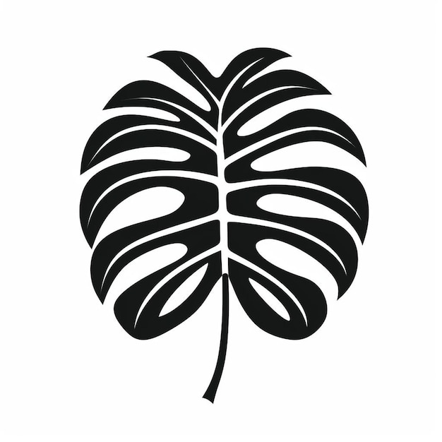 「leaf」という文字が描かれた白黒の葉っぱの絵。