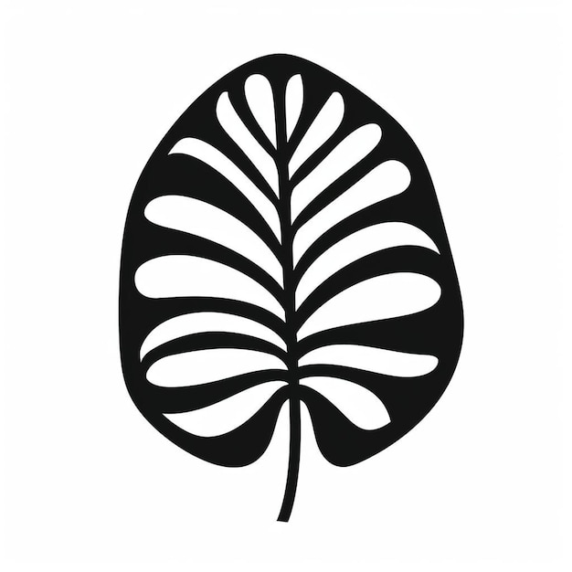 A black and white drawing of a leaf with the word palm on it