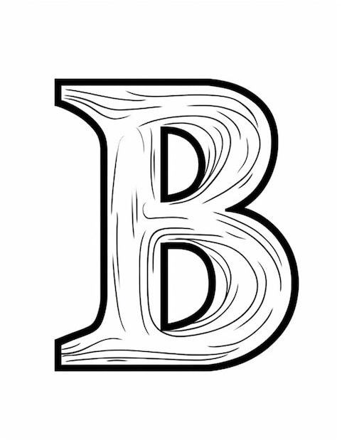 a black and white drawing of a letter b with a swirly design generative ai