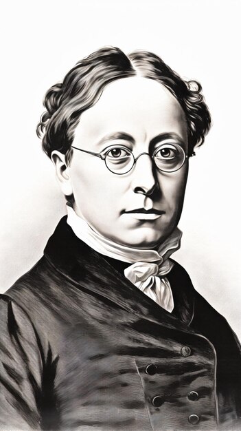 Photo a black and white drawing of a man with glasses