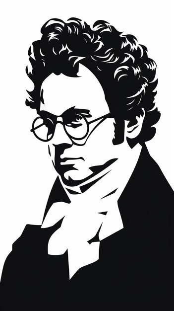 Photo a black and white drawing of a man with glasses