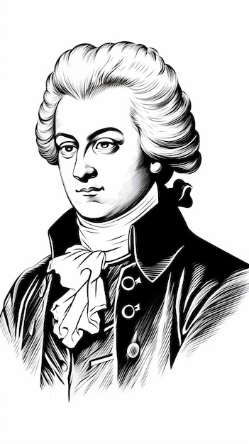 a black and white drawing of a man