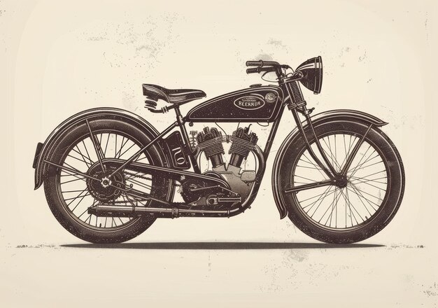 Black and White Drawing of a Motorcycle