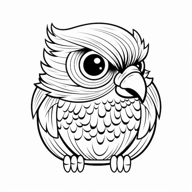 A black and white drawing of an owl with big eyes generative ai