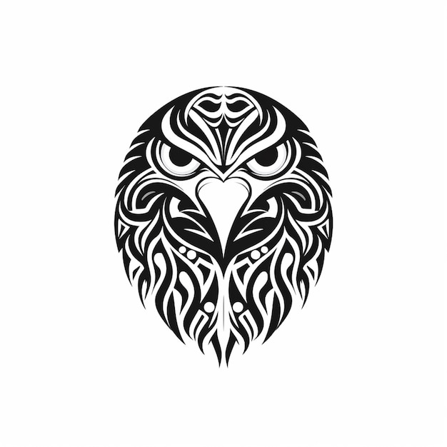 A black and white drawing of an owl with tribal patterns generative ai