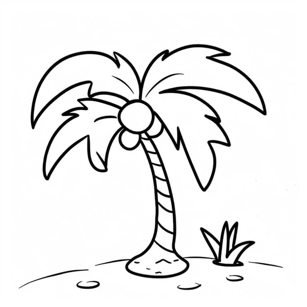 a black and white drawing of a palm tree with a small plant generative ai