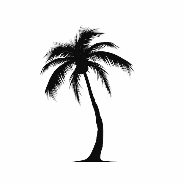 A black and white drawing of a palm tree.