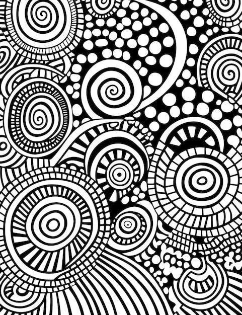 a black and white drawing of a pattern with swirls generative ai