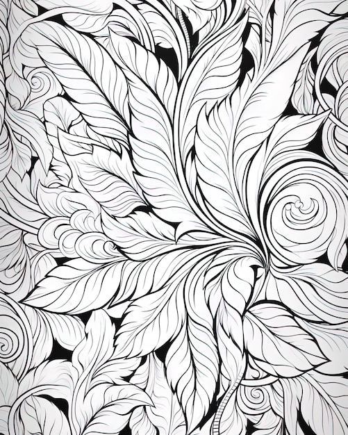 Foto un disegno in bianco e nero di una piuma di pavone