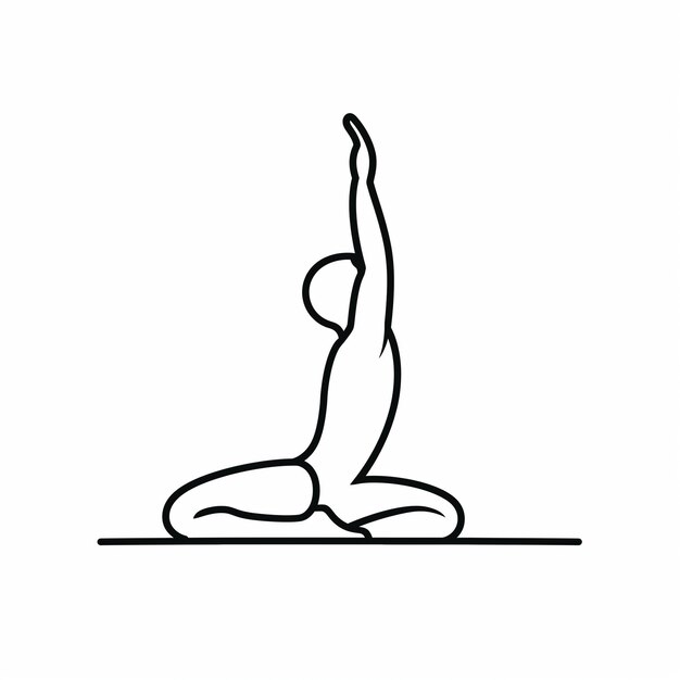 Photo a black and white drawing of a person doing yoga