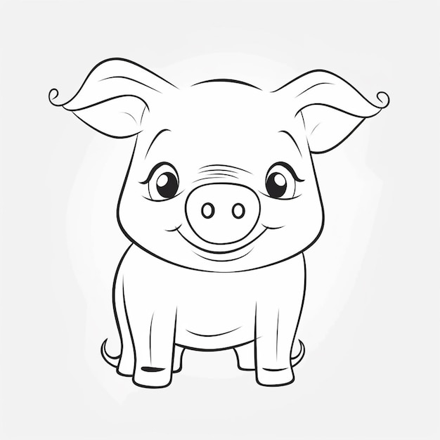 Photo a black and white drawing of a pig with a big nose generative ai