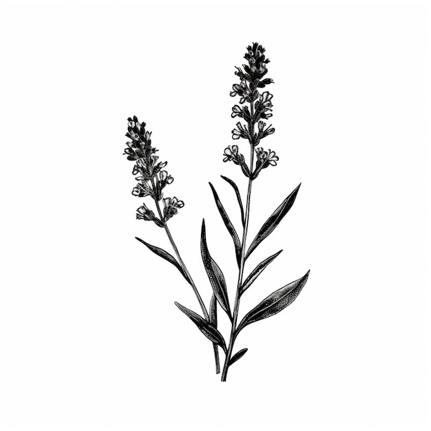 花をかせる植物の黒と白の絵