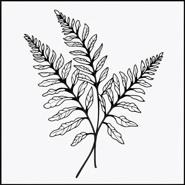 Photo a black and white drawing of a plant with leaves generative ai